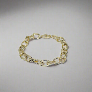 14 Karat Italian Yellow Gold Plain and Twisted Link Bracelet-Bracelet-Bijoux Village Fine Jewellers