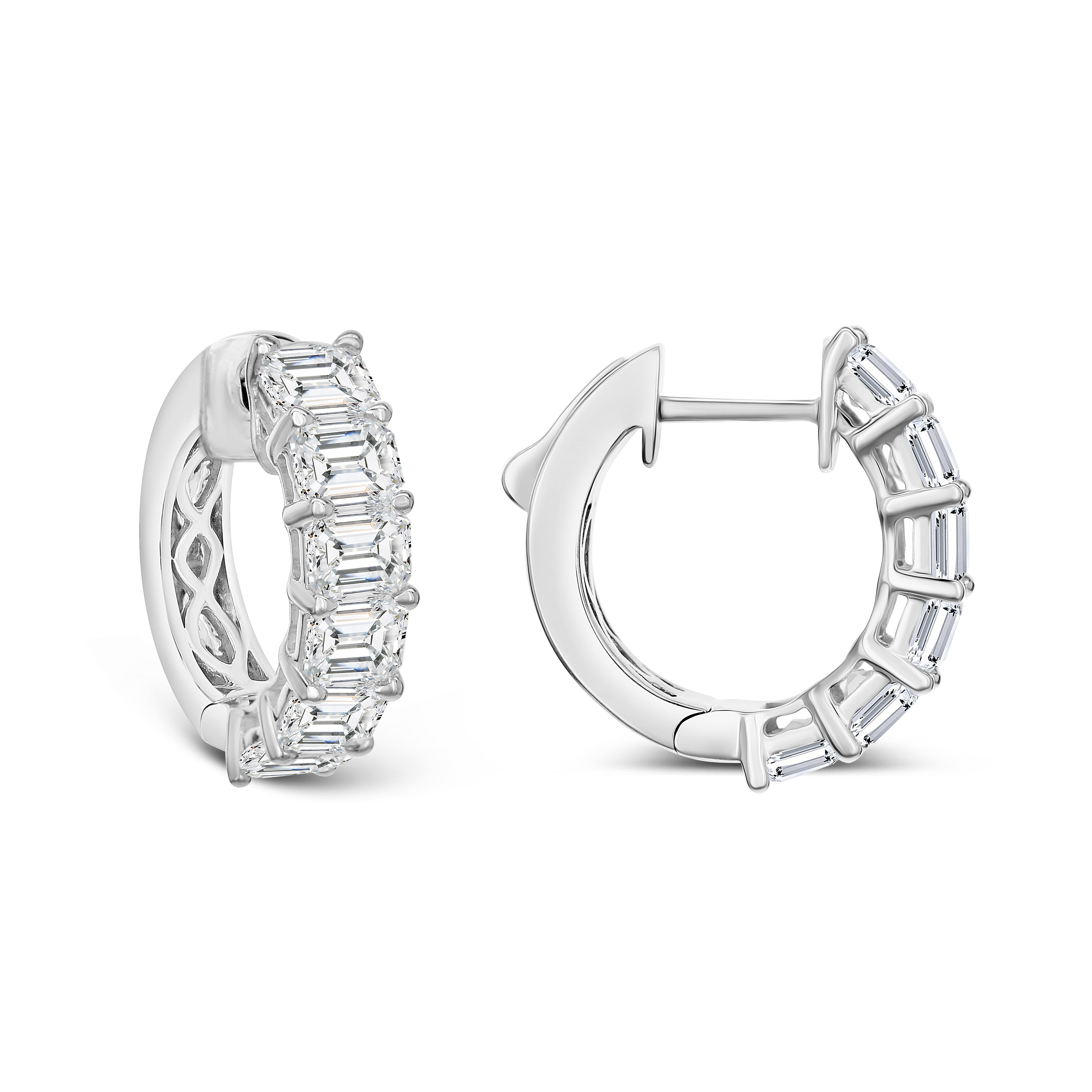 Emerald-Cut Diamond Hoop Earrings-Bijoux Village Fine Jewellers