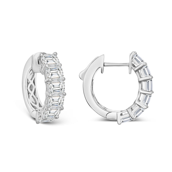 Emerald-Cut Diamond Hoop Earrings-Bijoux Village Fine Jewellers
