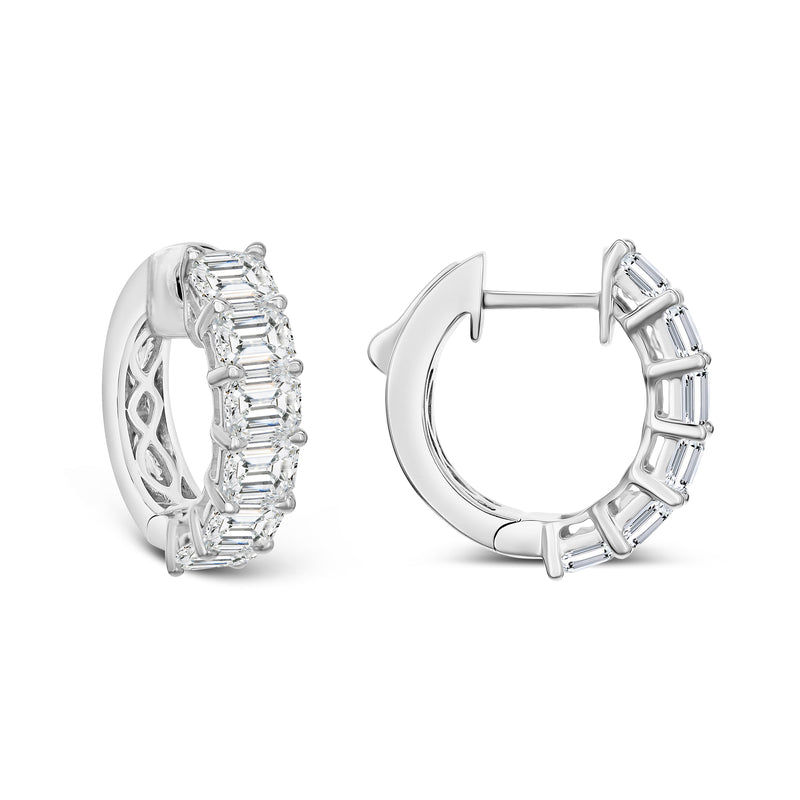 Emerald-Cut Diamond Hoop Earrings-Bijoux Village Fine Jewellers