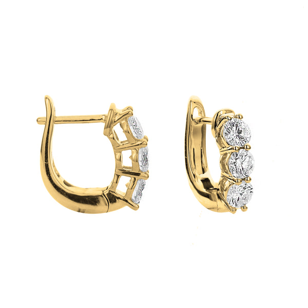 Classic Diamond Huggie Hoops – 18K Gold, 1.00 CT-Bijoux Village Fine Jewellers