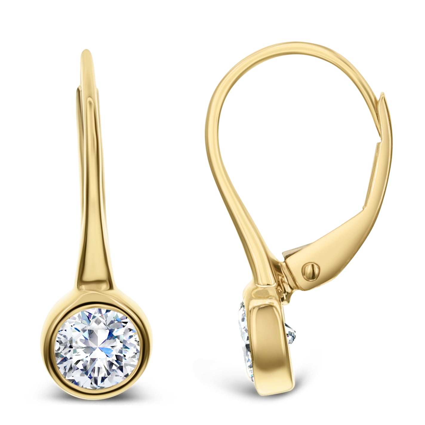 18K Yellow Gold 0.80 CT Diamond Bezel Drop Earrings-Bijoux Village Fine Jewellers