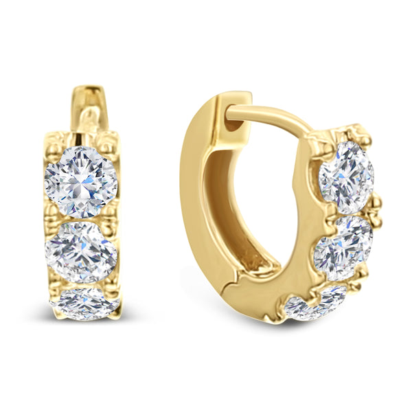 Claw-Set Diamond Huggie Hoops – 18K Gold, 1.50 CT-Bijoux Village Fine Jewellers