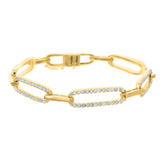 18K Yellow Gold 2.40 CT Diamond Paperclip Link Bracelet – 7"-Bijoux Village Fine Jewellers