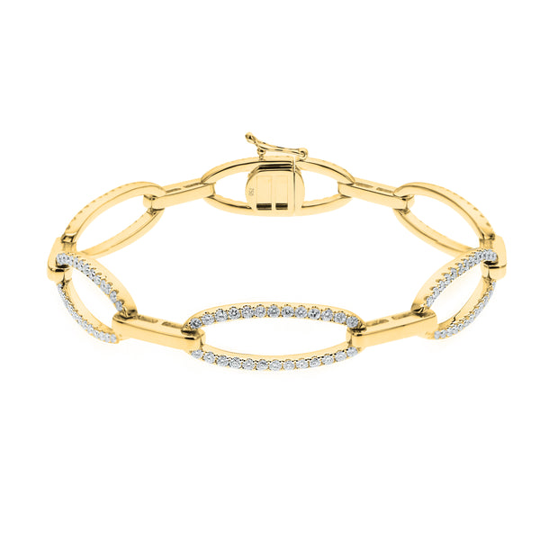 18K Yellow Gold 2.35 CT Diamond Oval Link Bracelet – 7"