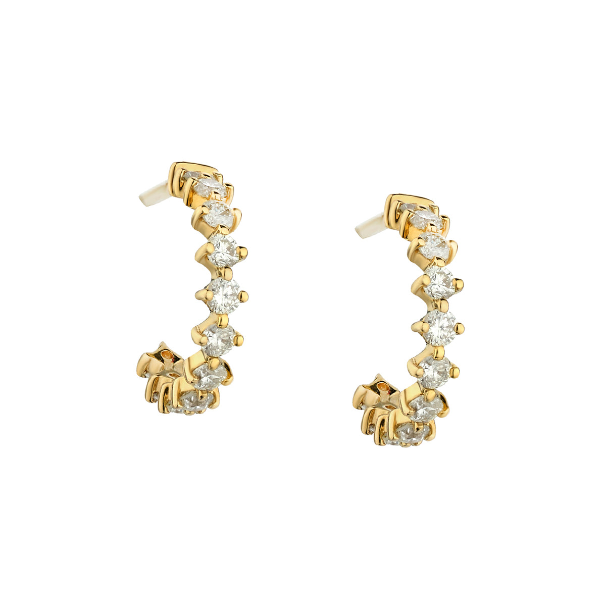 Diamond Curve Hoop Stud Earrings-18 Karat-Bijoux Village Fine Jewellers