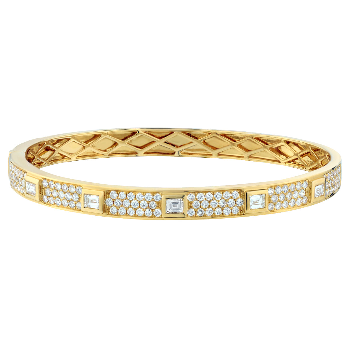 Baguette & Pave Diamond Bangle-18 Karat-Bijoux Village Fine Jewellers
