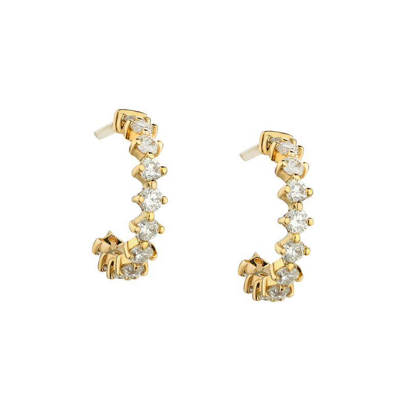 Diamond Curve Hoop Stud Earrings-18 Karat-Bijoux Village Fine Jewellers