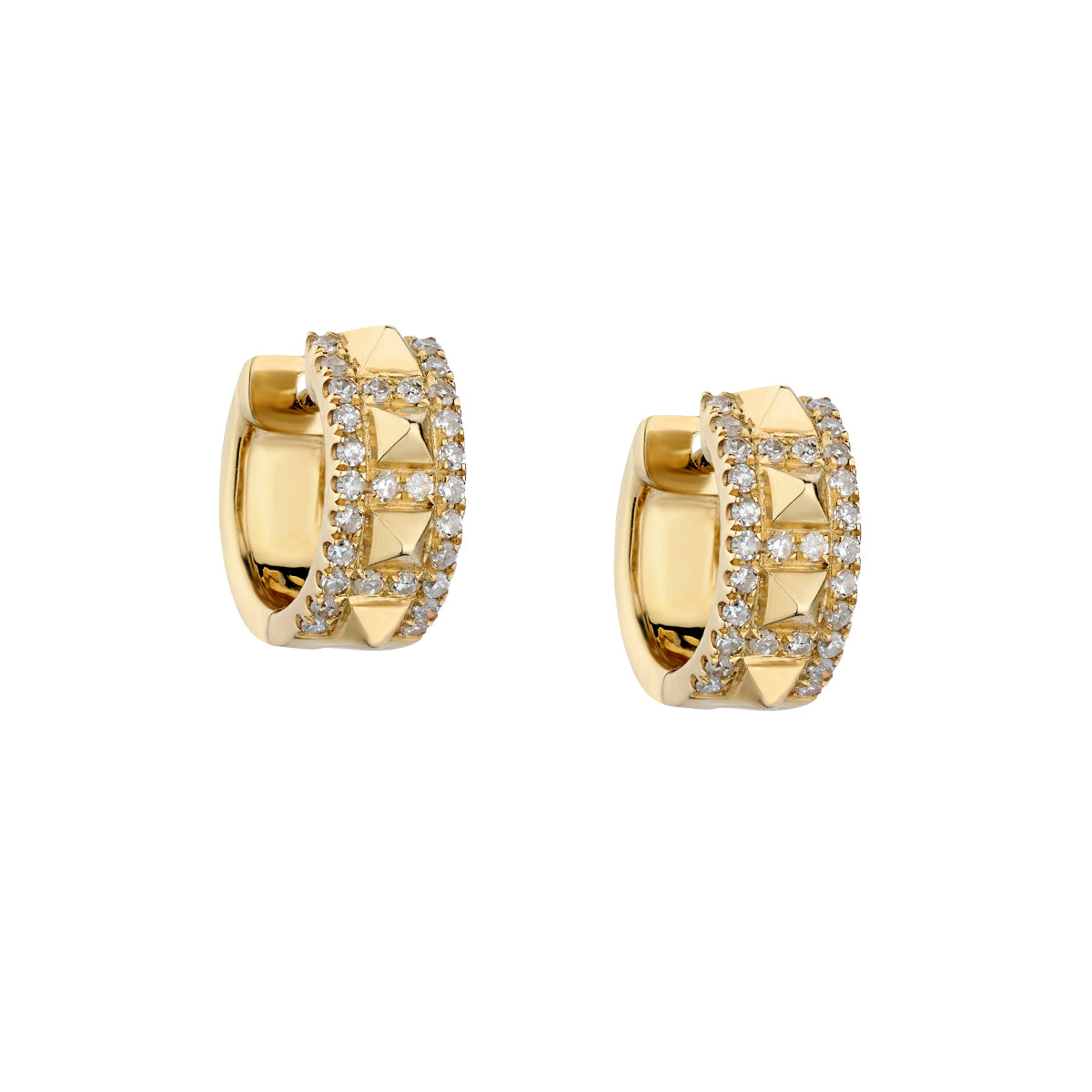 Diamond Pyramid Huggie Earrings-Bijoux Village Fine Jewellers