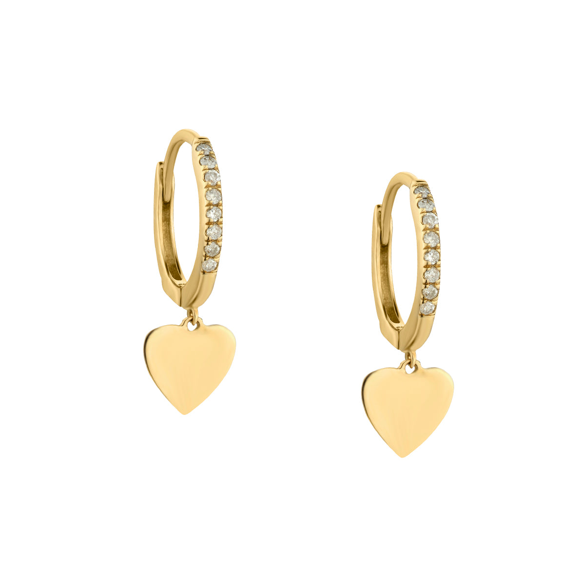 Diamond Heart Charm Hoop Earrings-Bijoux Village Fine Jewellers