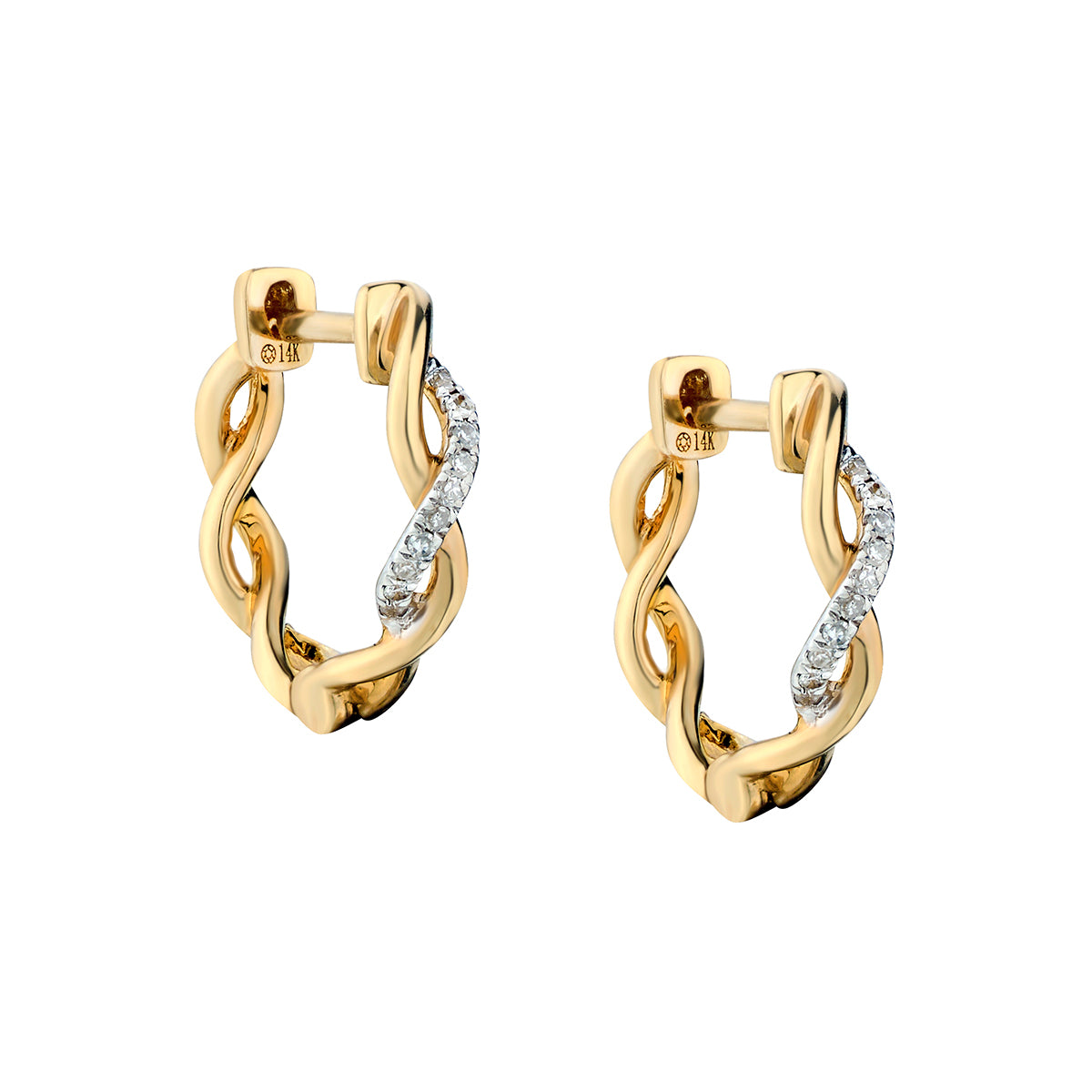 Twisted Diamond Hoop Earrings-Bijoux Village Fine Jewellers