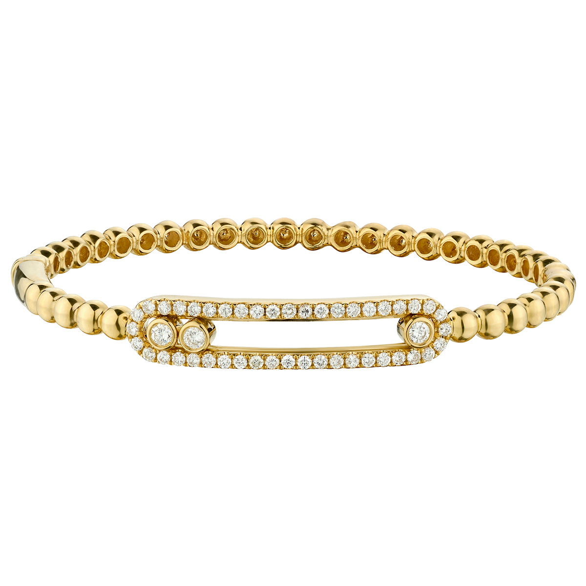 Beaded Diamond Bar Bangle-18 Karat-Bijoux Village Fine Jewellers