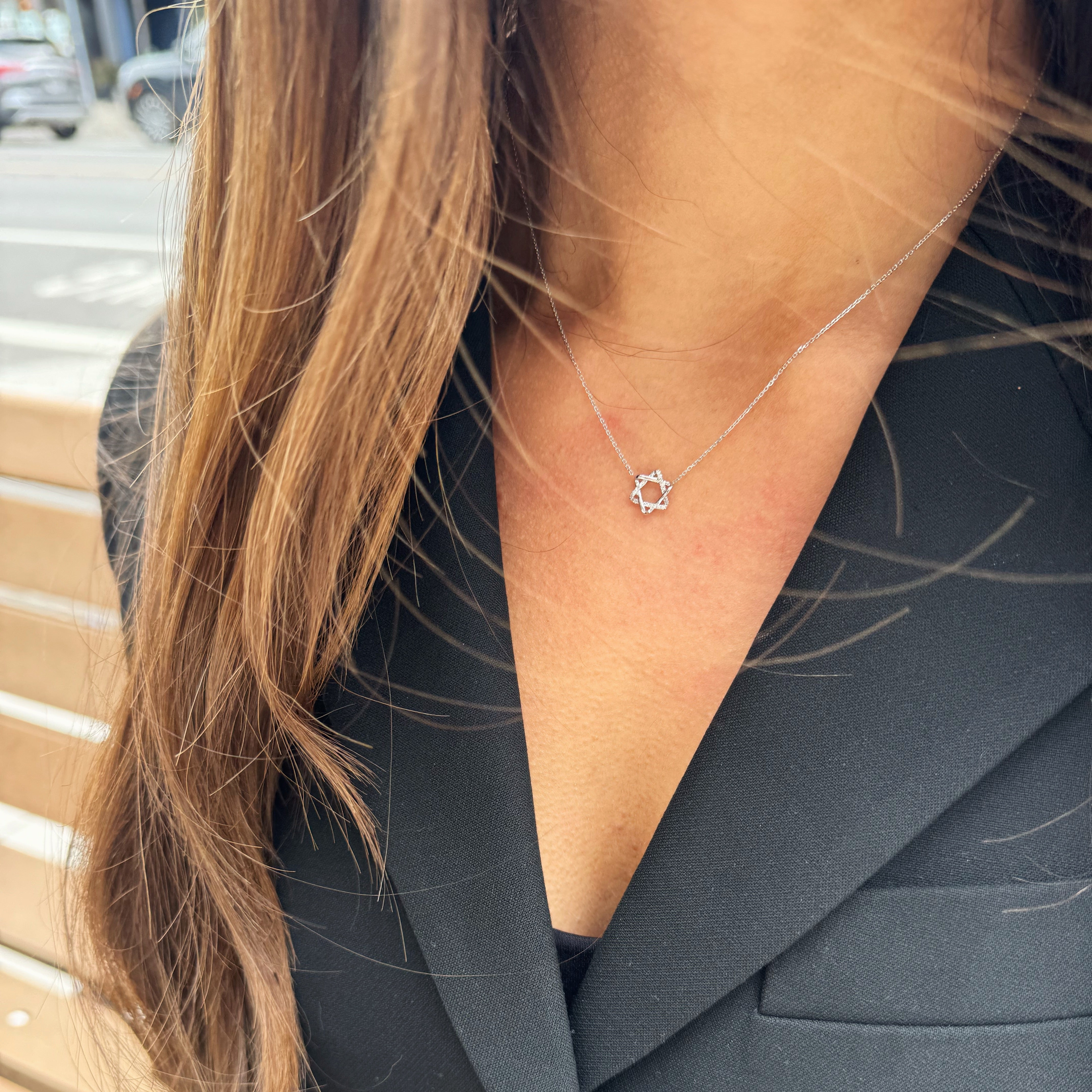 Diamond Interwoven Star of David Necklace-Bijoux Village Fine Jewellers