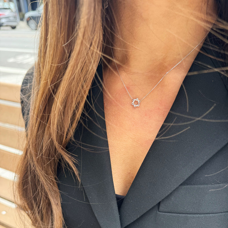 Diamond Interwoven Star of David Necklace-Bijoux Village Fine Jewellers