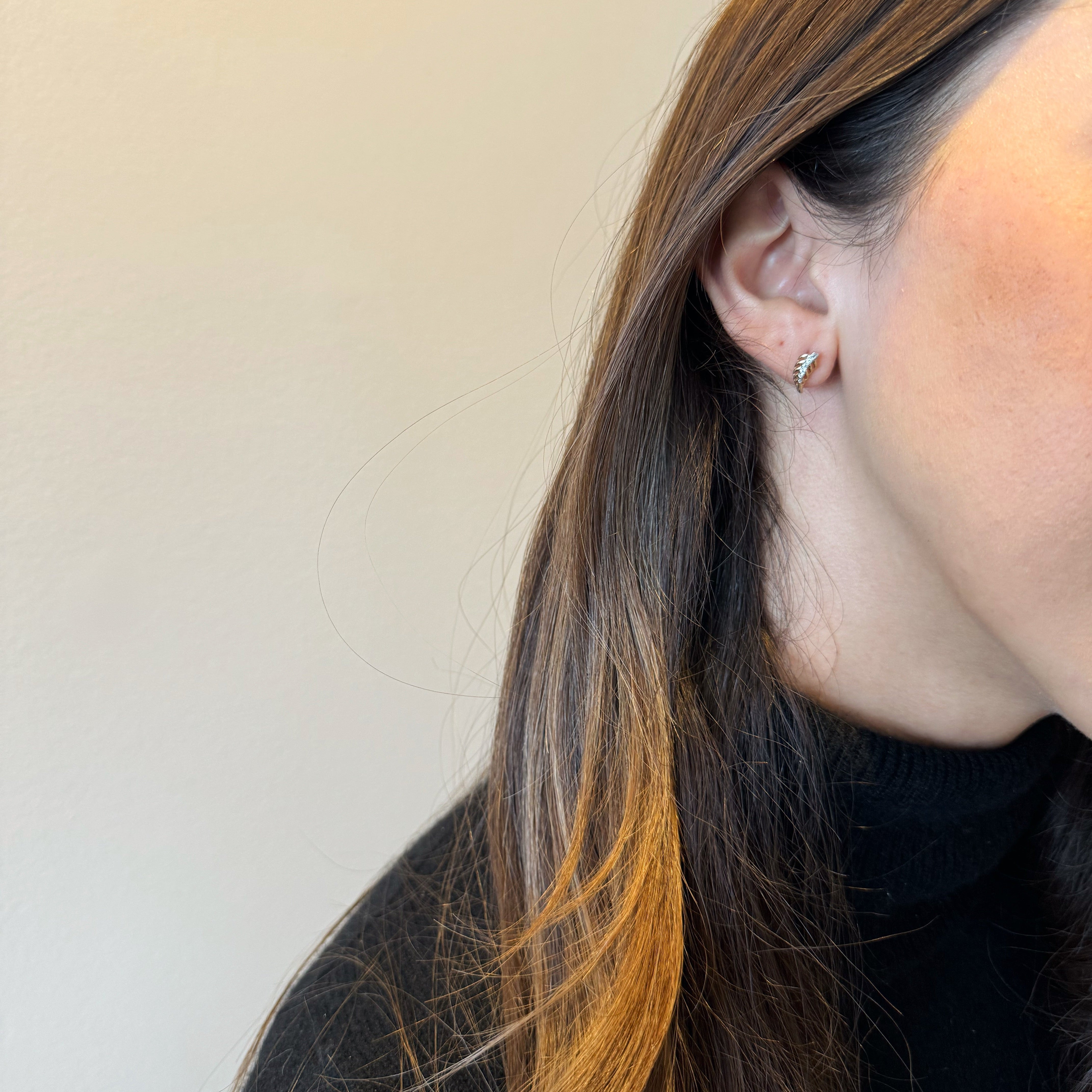 Feathered Diamond Earrings-10 Karat-Bijoux Village Fine Jewellers