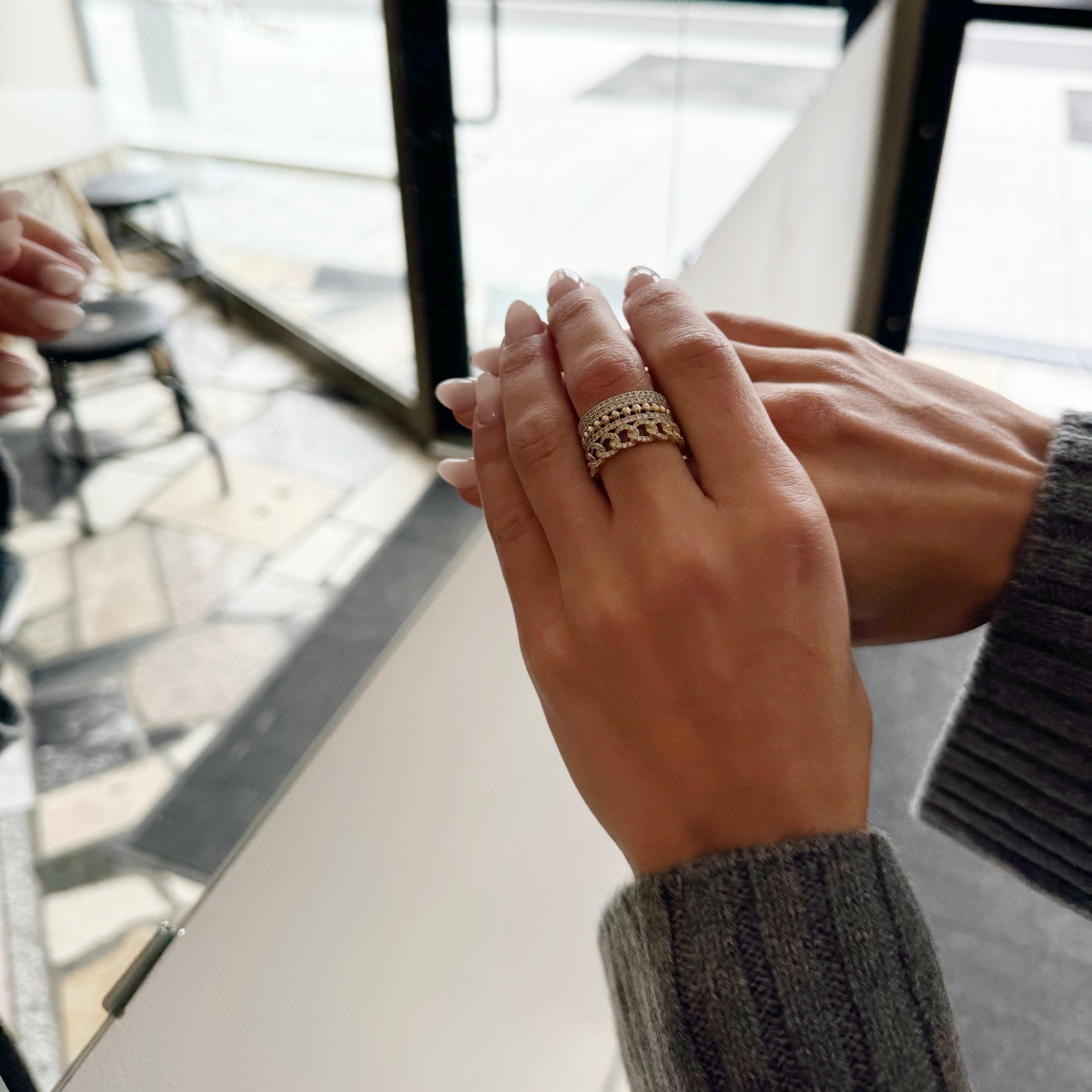Two-Tone Gold Multi-Row Diamond Ring-Bijoux Village Fine Jewellers