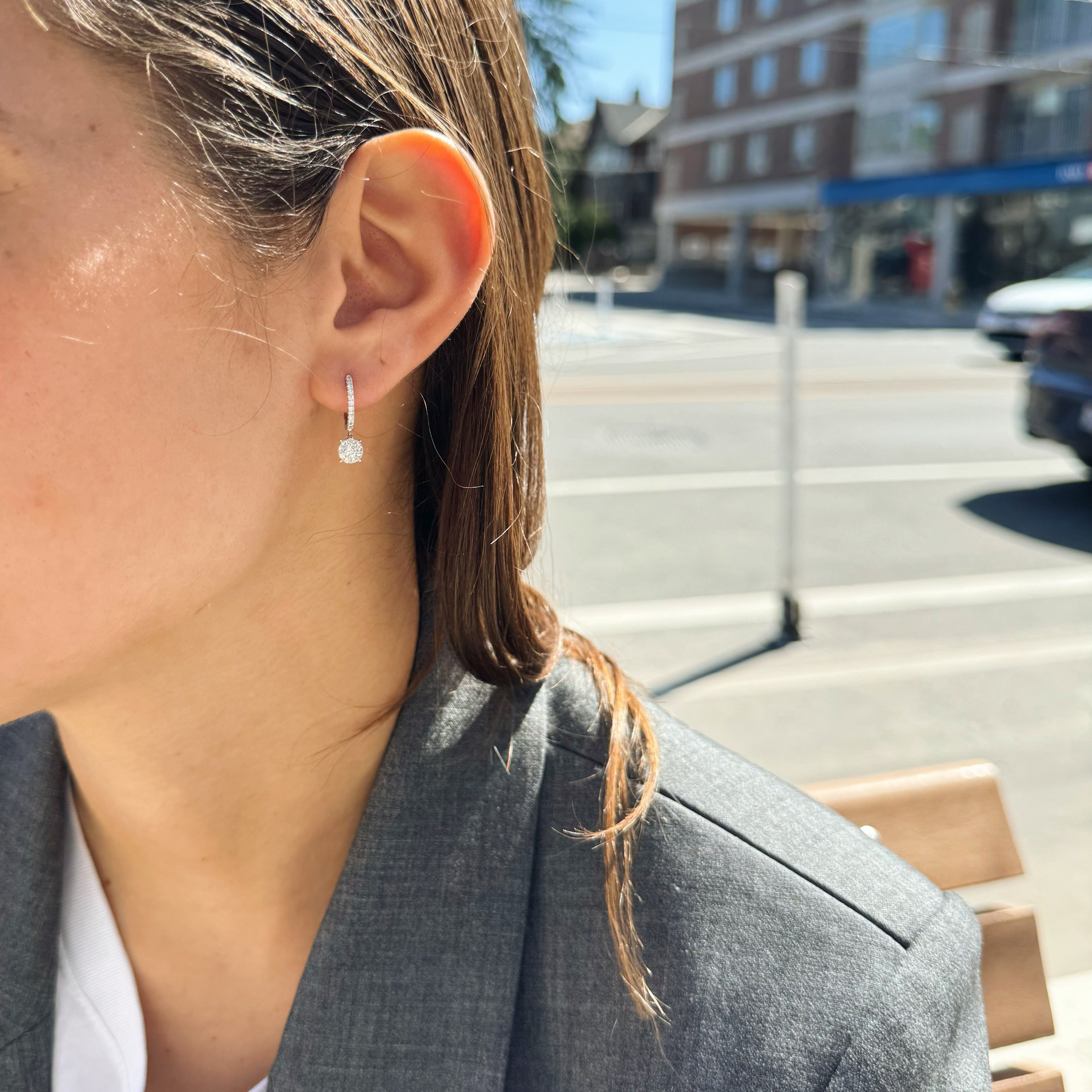 Diamond Drop Huggie Earrings-Bijoux Village Fine Jewellers