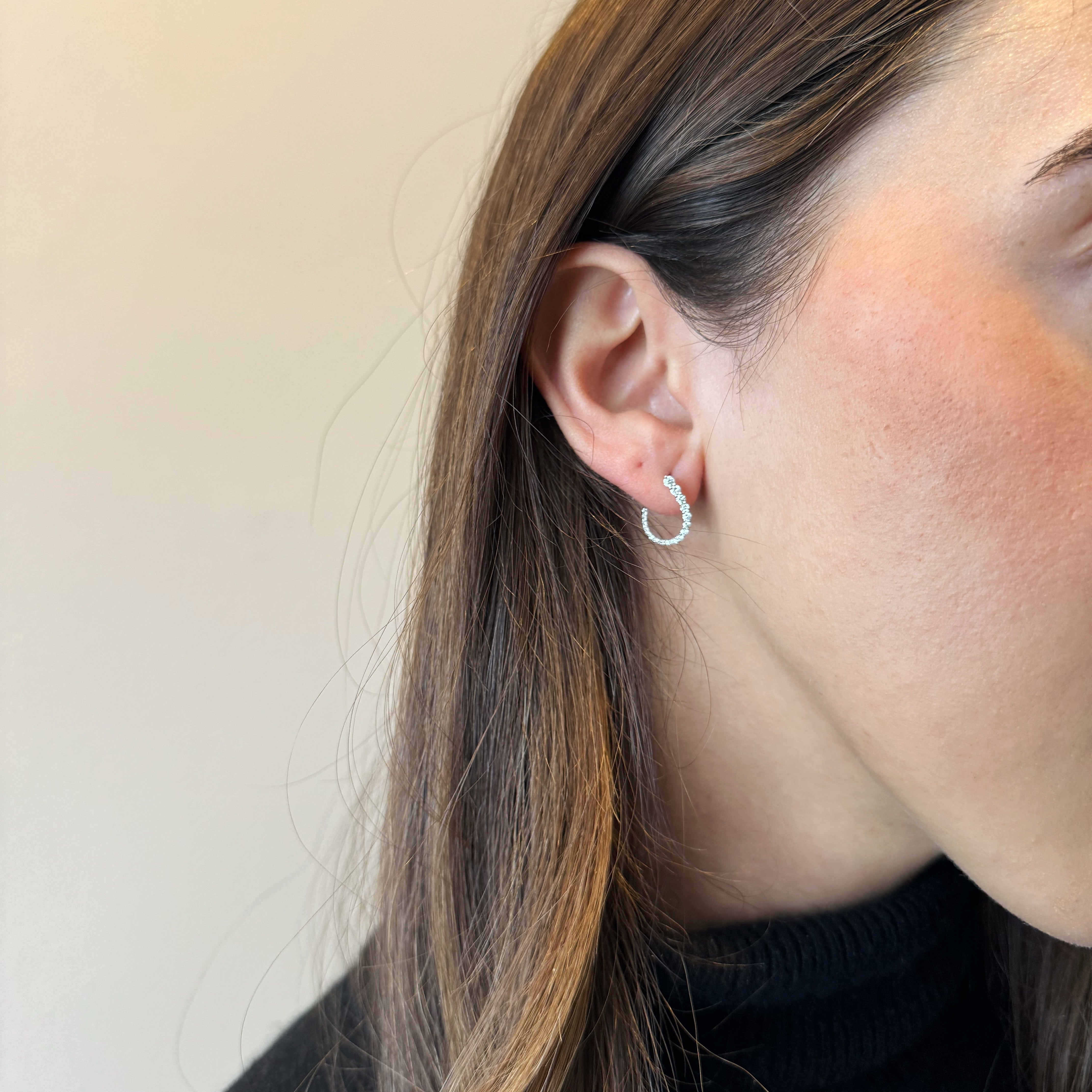 Diamond Teardrop Hoop Earrings-White Gold-Bijoux Village Fine Jewellers