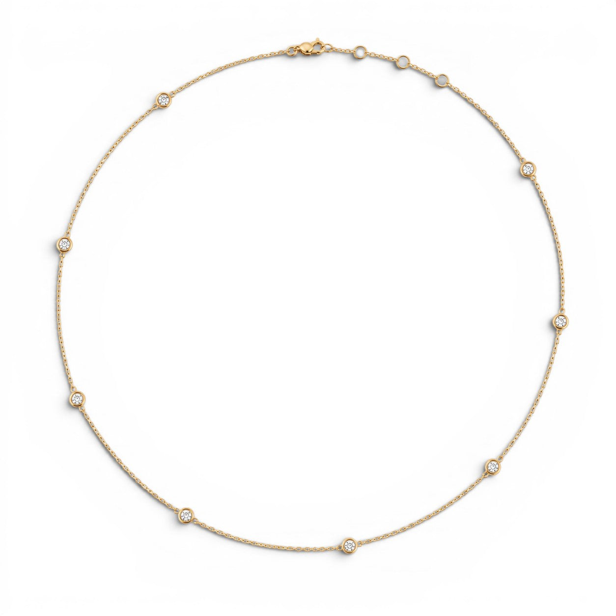 18K Yellow Gold Diamond Station Necklace-Bijoux Village Fine Jewellers