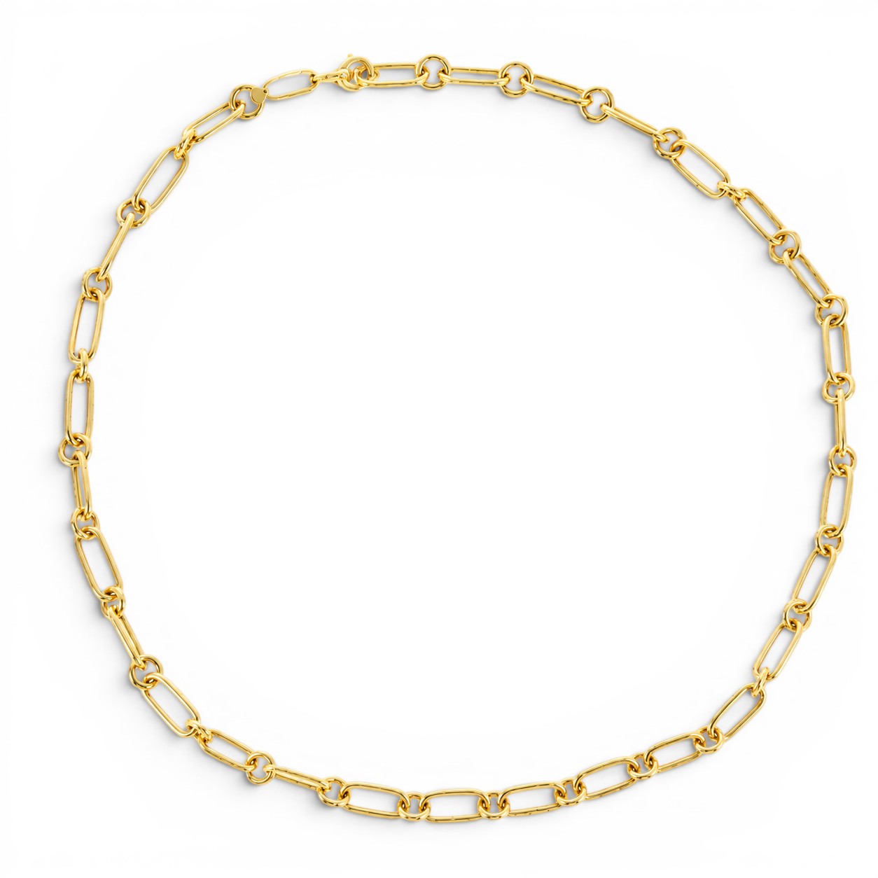 14K Yellow Gold Alternating Paperclip & Round Link Necklace - 20 inches-14 Karat-Bijoux Village Fine Jewellers