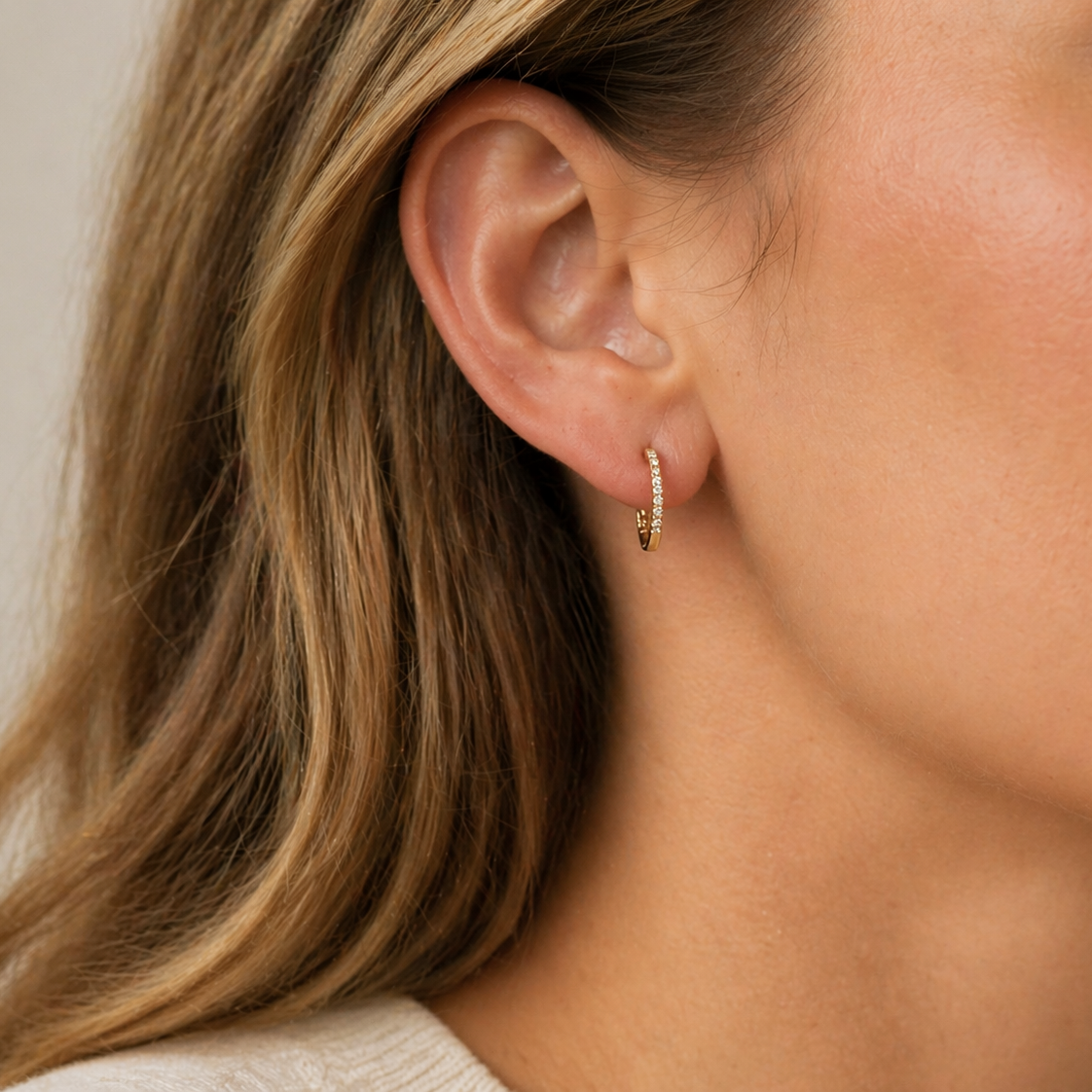 18K Yellow Gold Classic Diamond Hoop Earrings-Bijoux Village Fine Jewellers