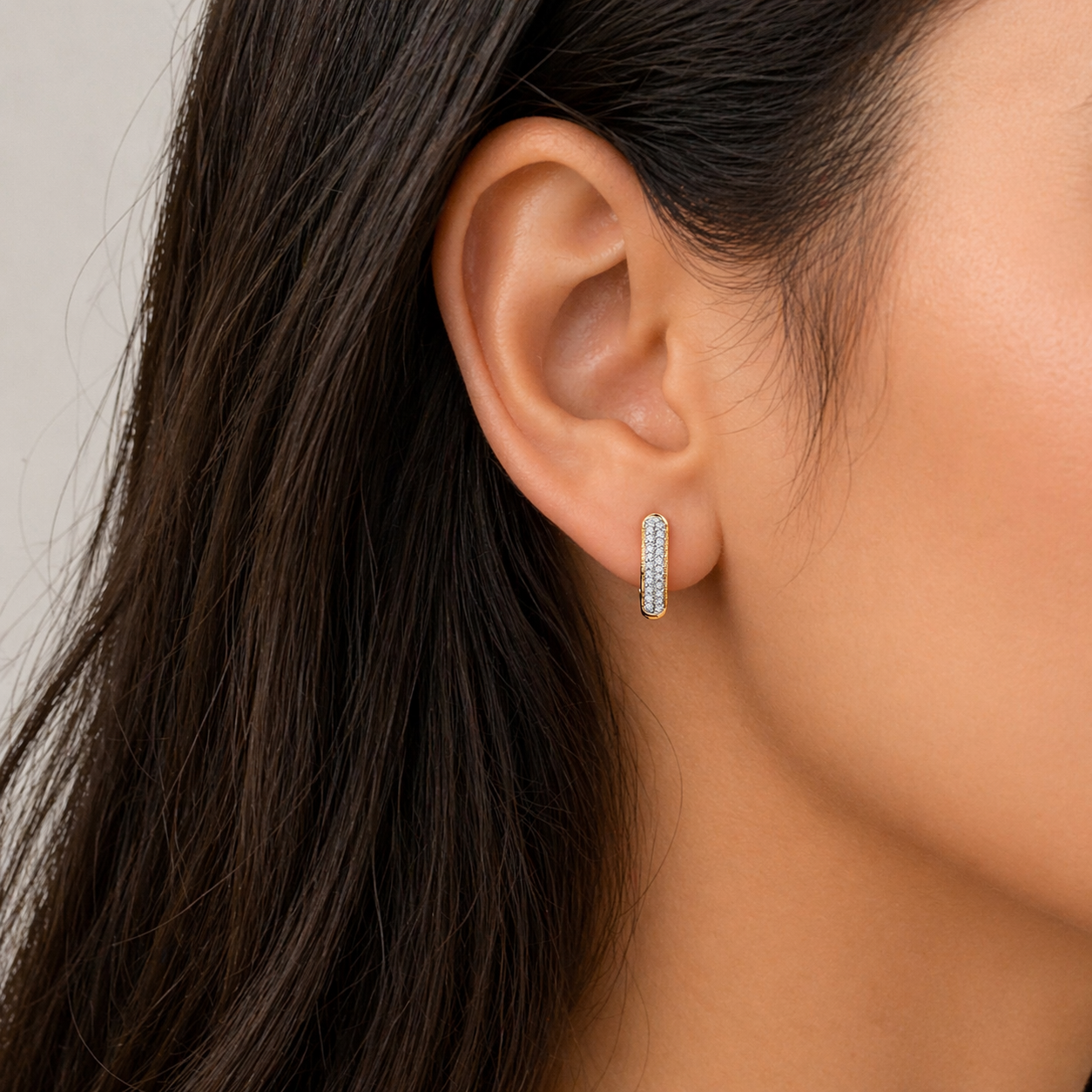 10K Yellow Gold Pavé Diamond Huggie Earrings-Bijoux Village Fine Jewellers