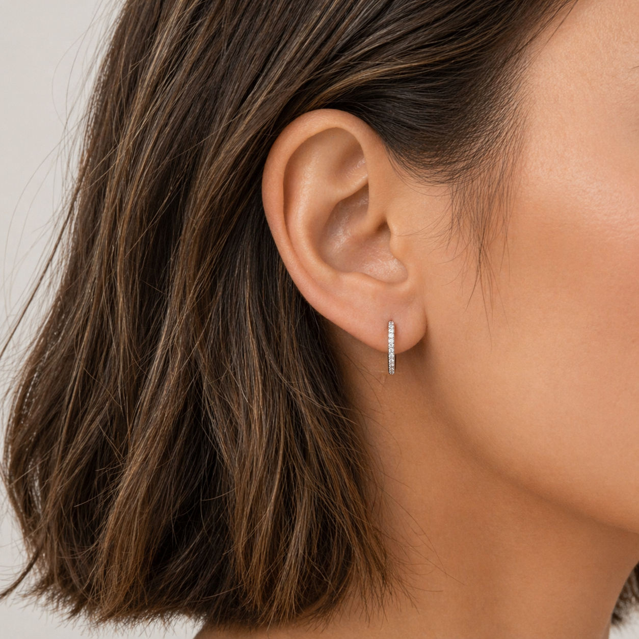 18K White Gold 0.12 CT Diamond Hoop Earrings-Bijoux Village Fine Jewellers