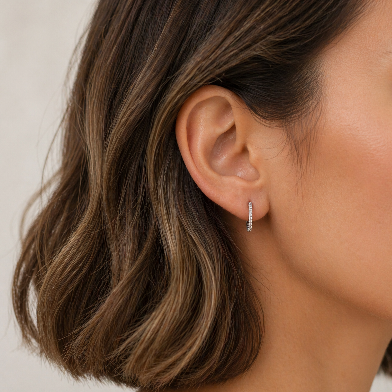 White Gold Inside-Outside Diamond Hoop Earrings - 0.25 CTs-Bijoux Village Fine Jewellers