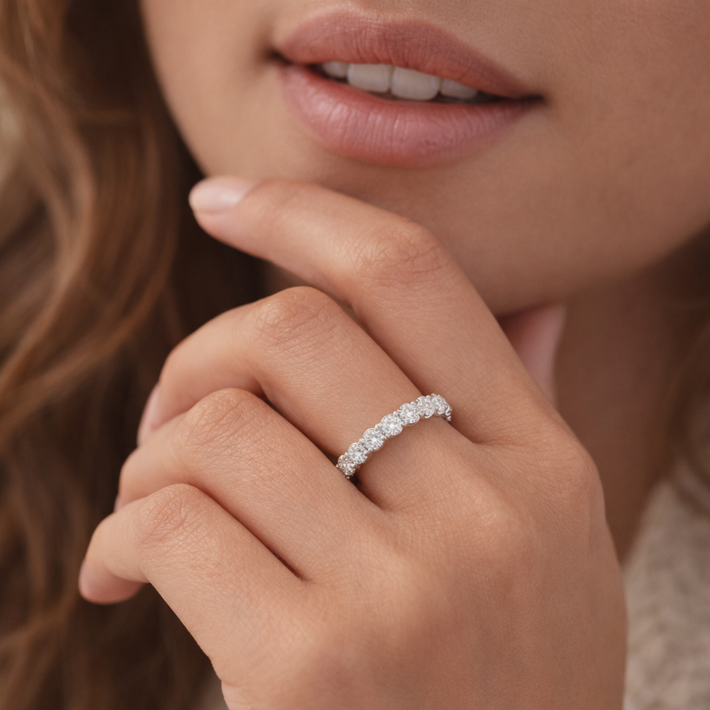 14K White Gold 1.00CT Lab Grown Diamond Eternity Band-Bijoux Village Fine Jewellers