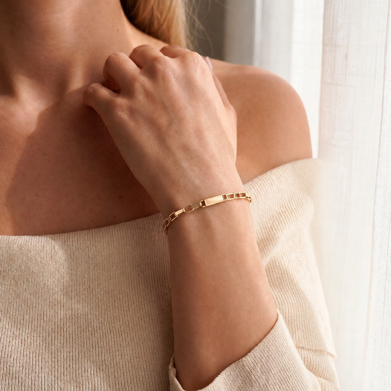 14K Yellow Gold Italian Bar Link Bracelet-14 Karat-Bijoux Village Fine Jewellers