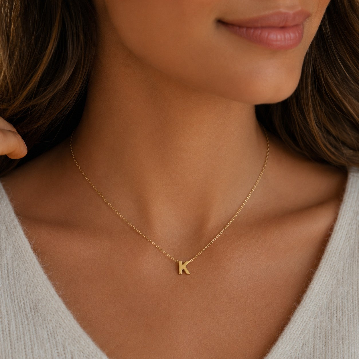 Initial “K” Necklace in 14K Yellow Gold-14 Karat-Bijoux Village Fine Jewellers