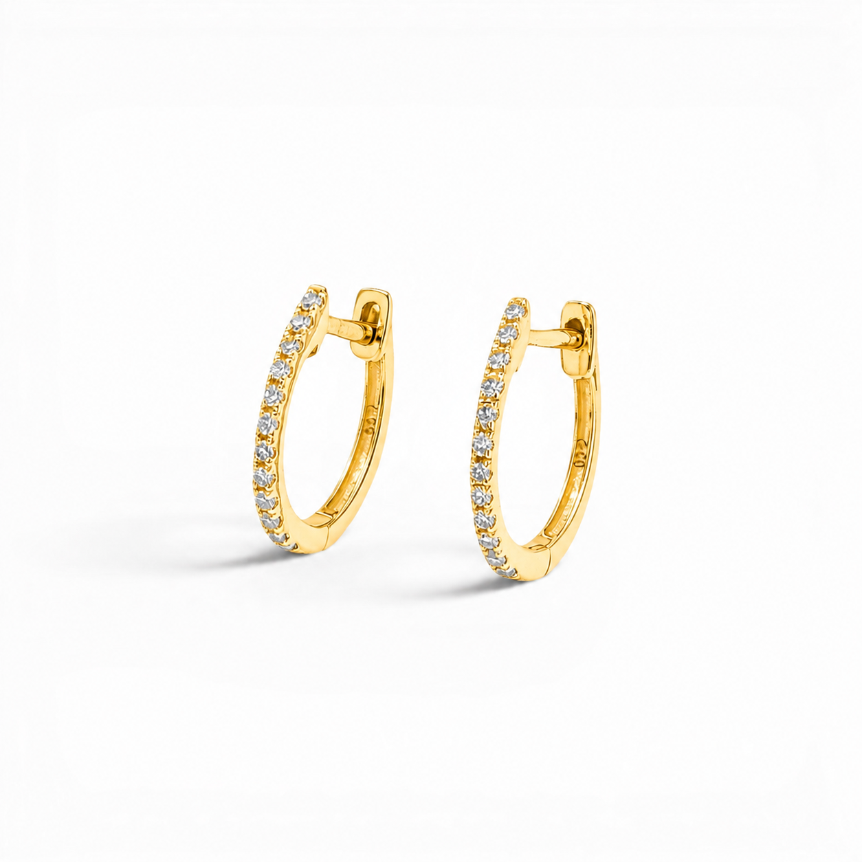 Diamond Huggie Hoop Earrings - 10 mm-White Gold-Bijoux Village Fine Jewellers