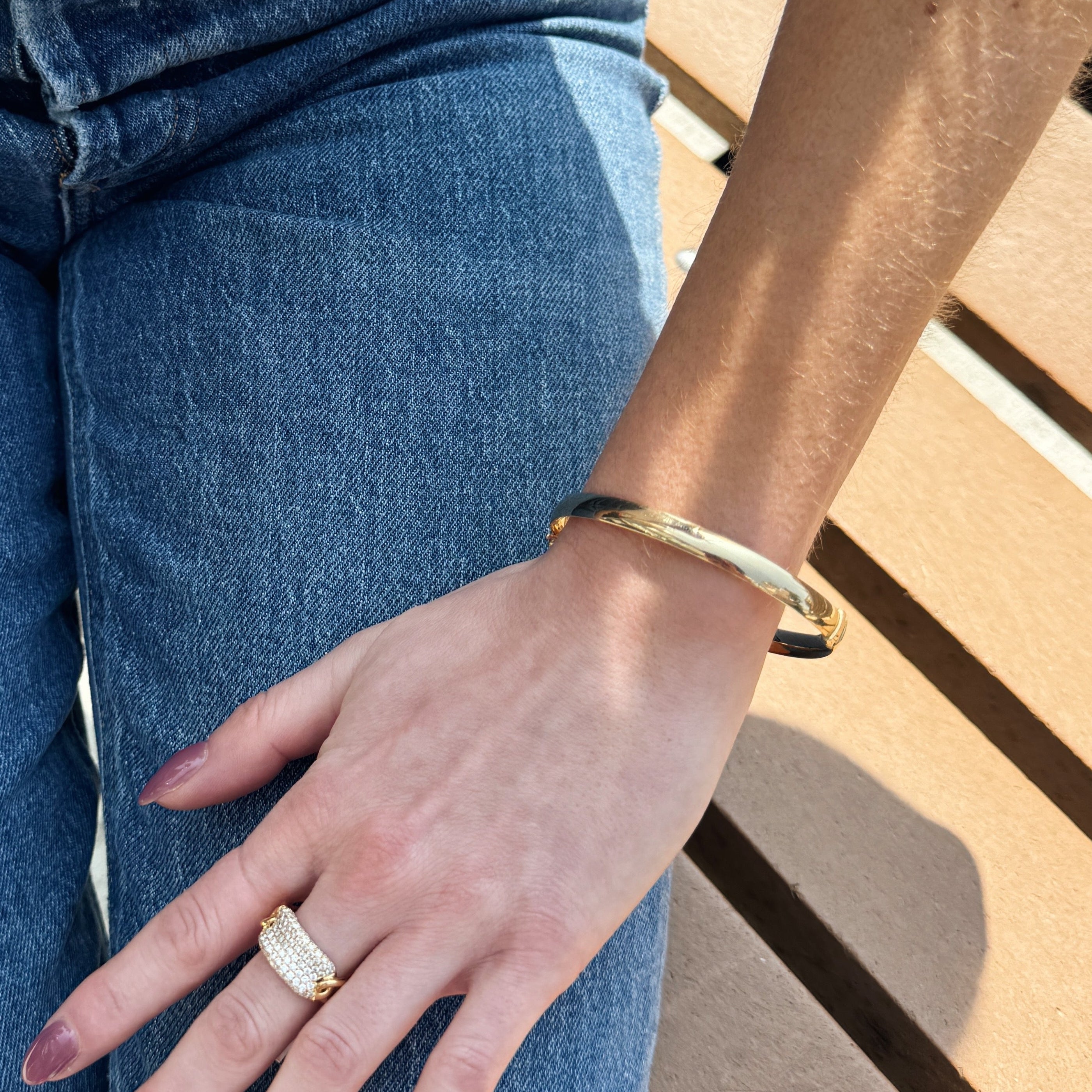 Classic 14K Yellow Gold Hinged Bangle-Bijoux Village Fine Jewellers