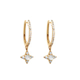 Star Drop Huggie Earrings with Diamonds-18 Karat-Bijoux Village Fine Jewellers