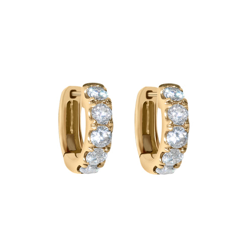 14 Karat Yellow Gold Huggie Earrings, .80 CTs Natural Diamonds-Earring-Bijoux Village Fine Jewellers