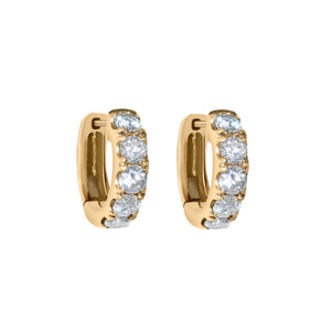 14 Karat Yellow Gold Huggie Earrings, .80 CTs Natural Diamonds-Earring-Bijoux Village Fine Jewellers