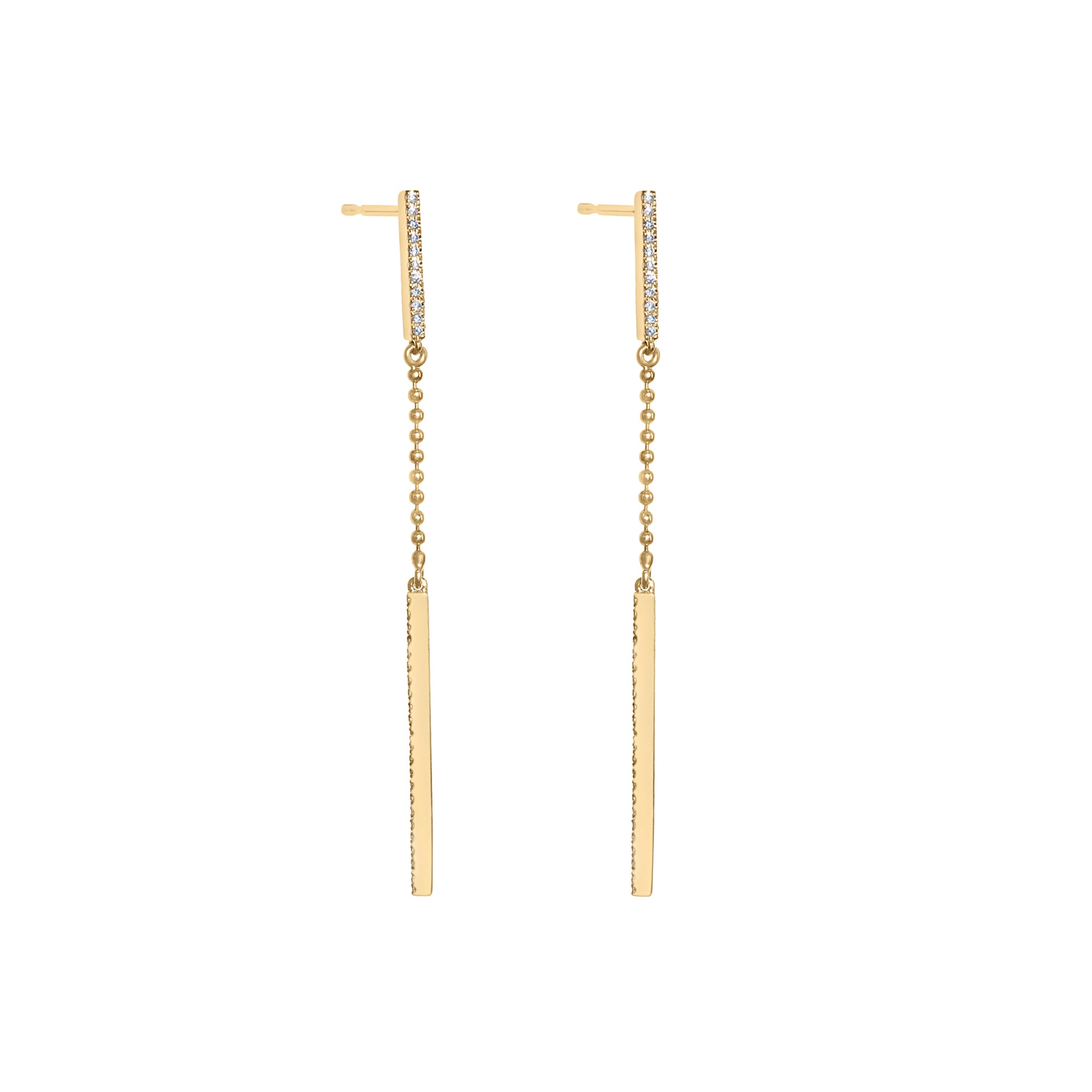 Diamond Bar Drop Earrings-Bijoux Village Fine Jewellers