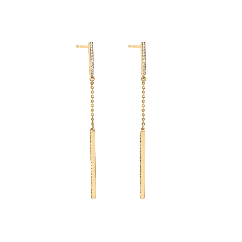 Diamond Bar Drop Earrings-18 Karat-Bijoux Village Fine Jewellers