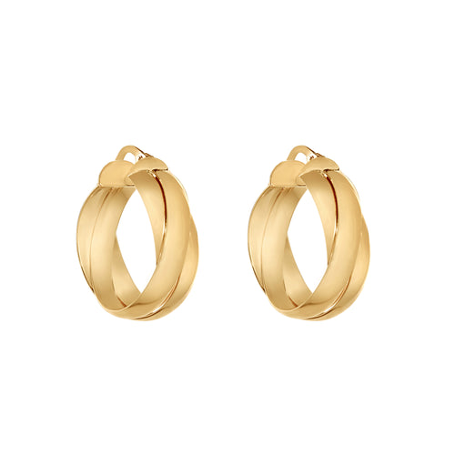 10 Karat Yellow Gold 3 Band Hoop Earrings-Earrings-Bijoux Village Fine Jewellers