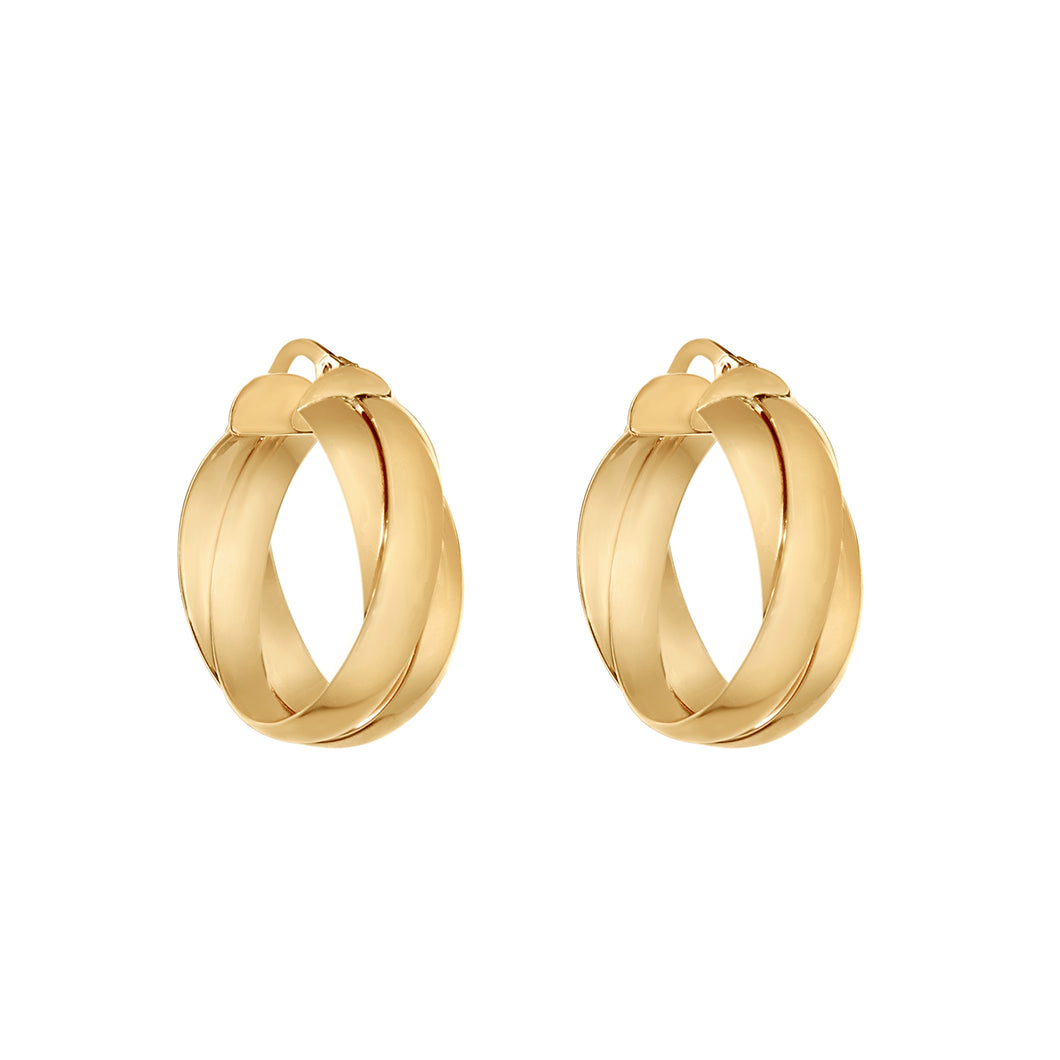 10 Karat Yellow Gold 3 Band Hoop Earrings-Earrings-Bijoux Village Fine Jewellers