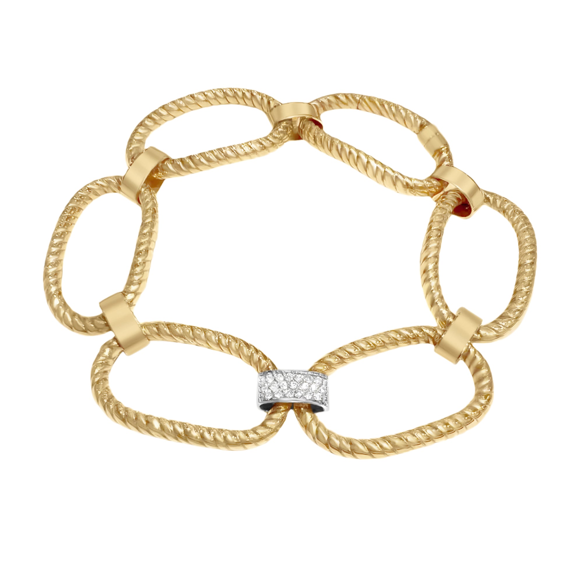 Diamond-Accented Rope Link Bracelet-Bijoux Village Fine Jewellers