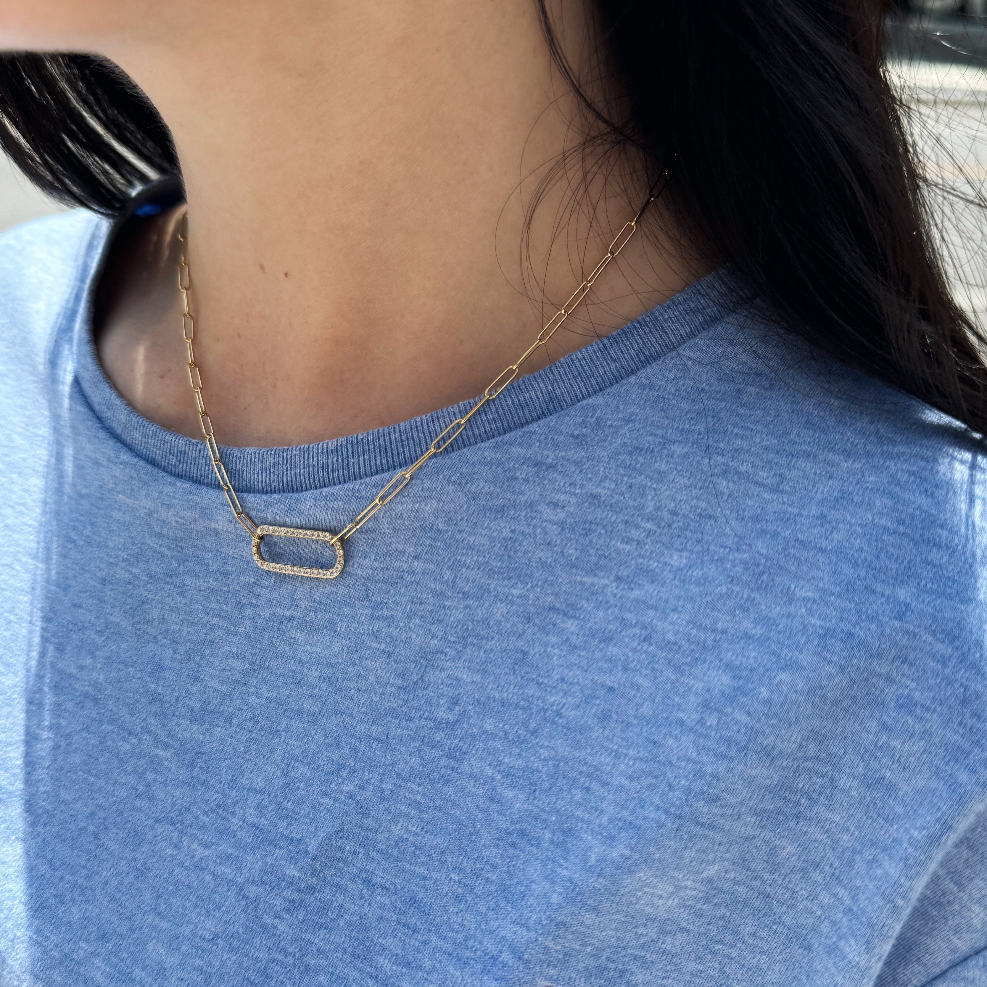 Diamond Accent Paperclip Necklace-Bijoux Village Fine Jewellers