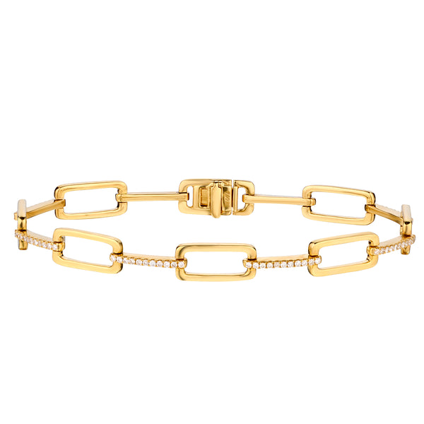 Diamond Accent Rectangle Link Bracelet-Bijoux Village Fine Jewellers