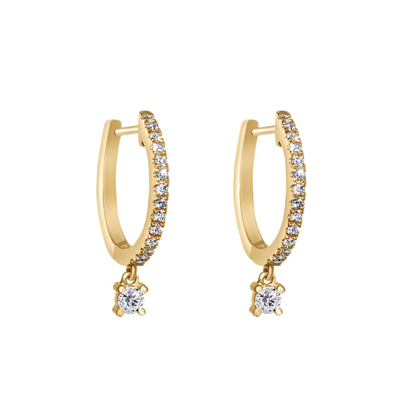 Diamond Drop Huggie Hoops-Bijoux Village Fine Jewellers