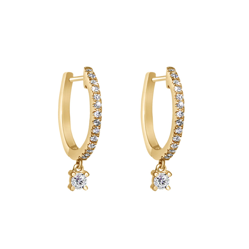 Diamond Drop Huggie Hoops-Bijoux Village Fine Jewellers