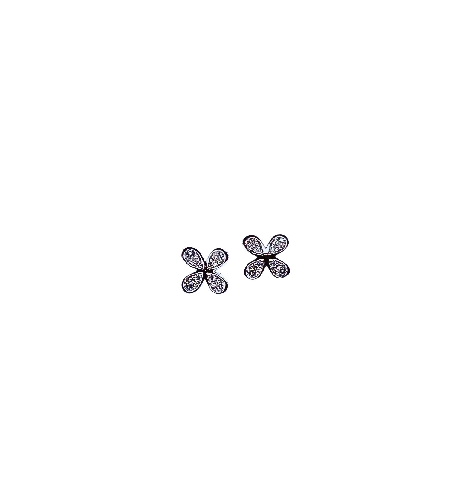 Diamond Flower Stud Earrings-White Gold-Bijoux Village Fine Jewellers
