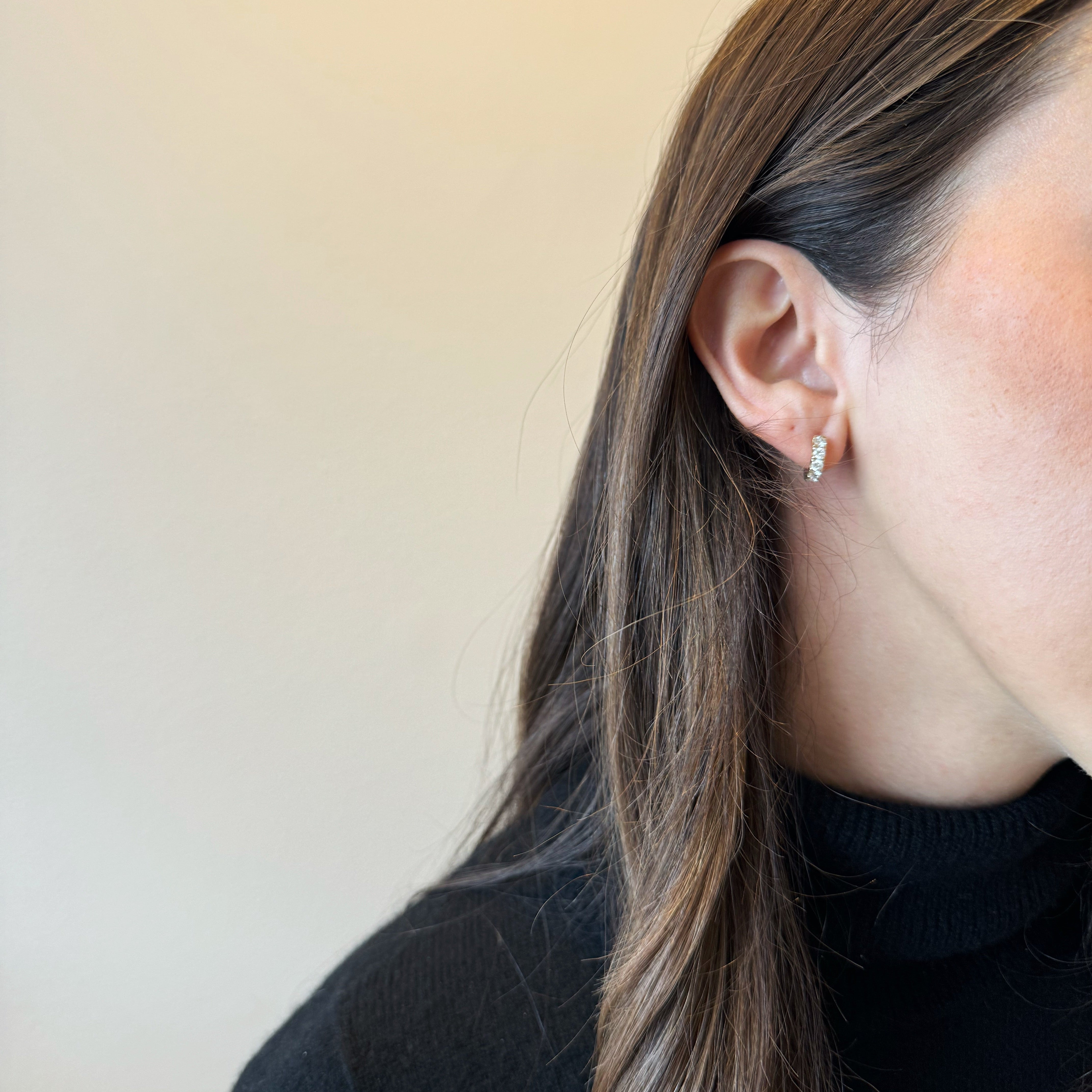Diamond Huggie Hoop Earrings-Bijoux Village Fine Jewellers