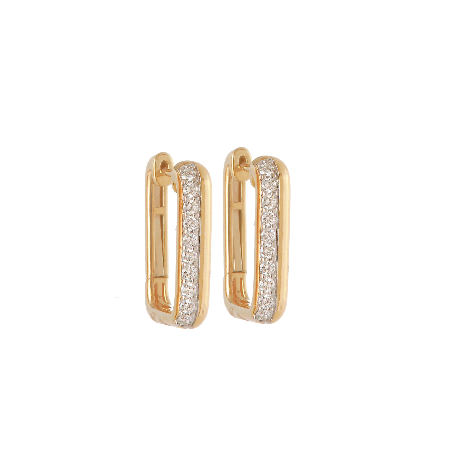 Diamond Paperclip Huggie Earrings-18 Karat-Bijoux Village Fine Jewellers