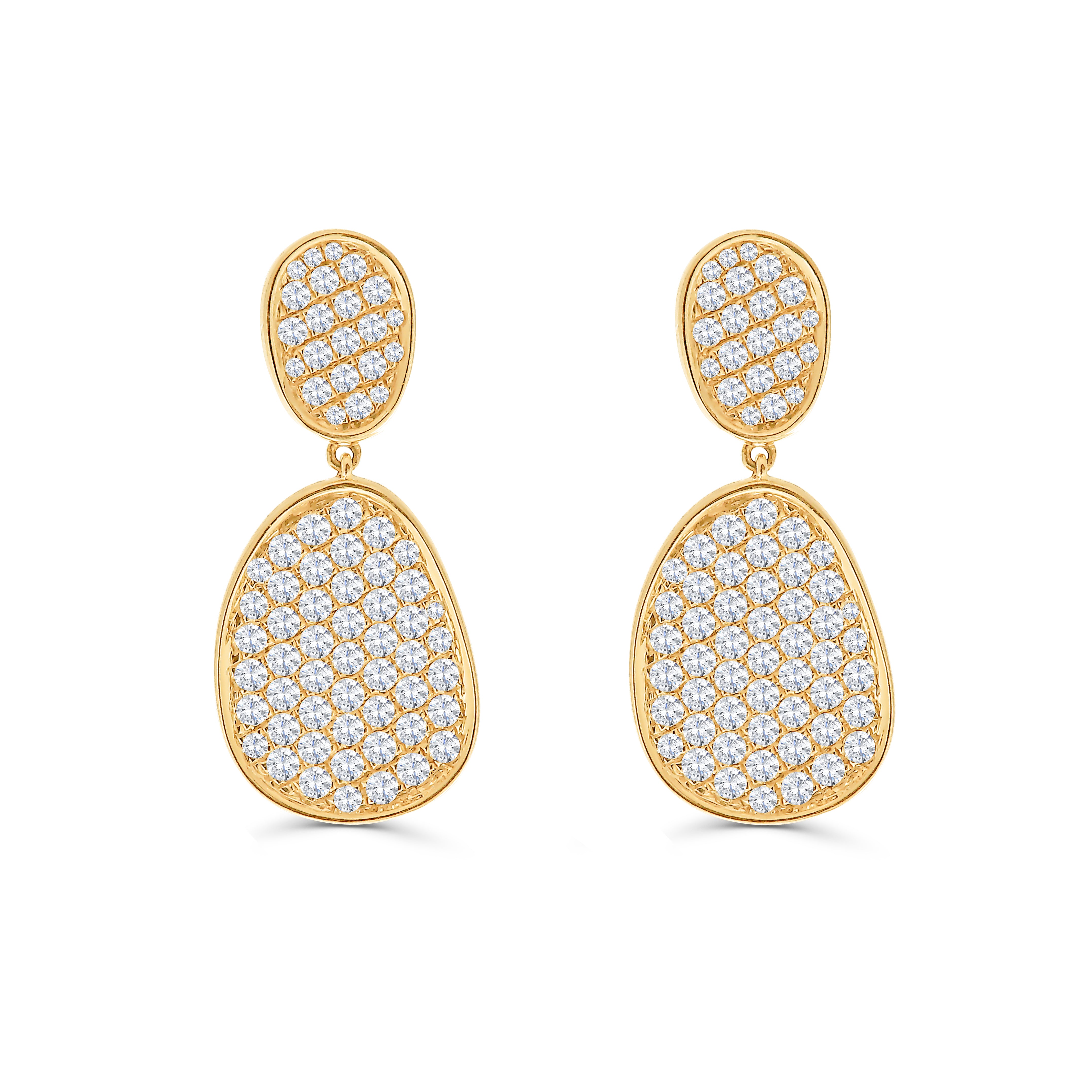 Diamond Pave Drop Earrings-Diamond-Bijoux Village Fine Jewellers