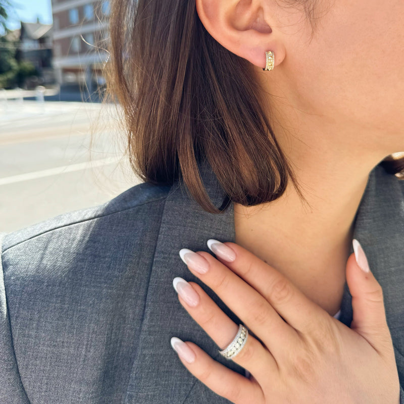 Diamond Pyramid Huggie Earrings-Bijoux Village Fine Jewellers